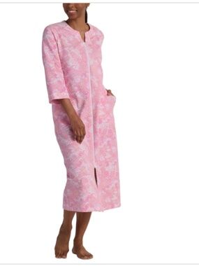 Miss Elaine Women's Long Sleeve Printed Long Zip Robe